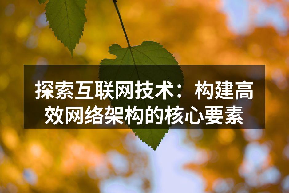 探索互联网技术：构建高效网络架构的核心要